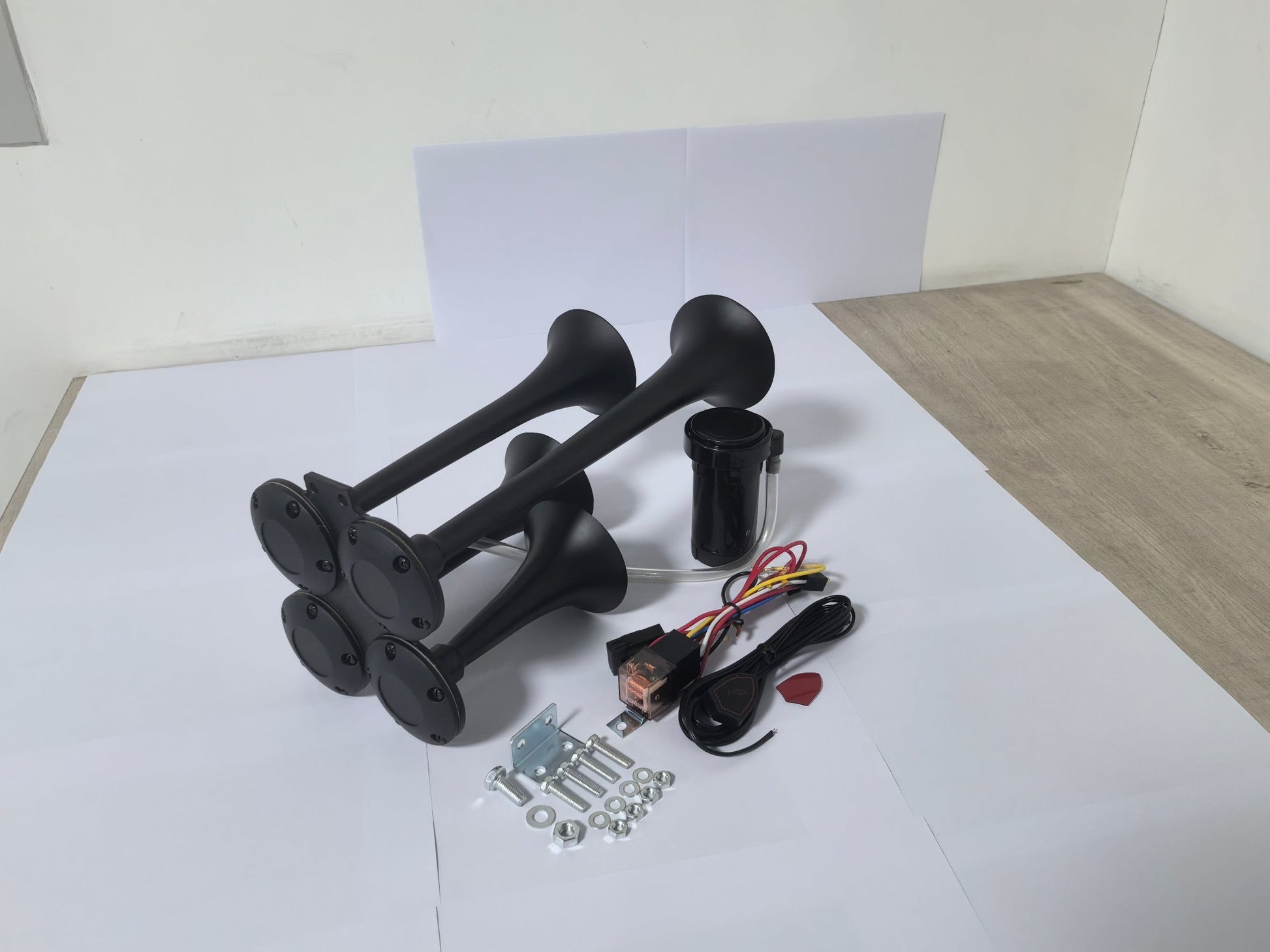 Truck Air Horn 180DB 4 Trumpet Train Horn Kit 12V With Compressor AH1804 - with | Sold by Uncle Wiener's Wholesale