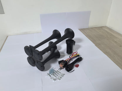 Truck Air Horn 180DB 4 Trumpet Train Horn Kit 12V With Compressor AH1804 - with | Sold by Uncle Wiener's Wholesale