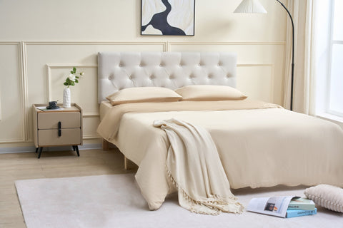 Tufted Upholstered Headboard – Full, Queen, King – Charcoal or Ivory – SQ - 24180 Series - with 24180FI – Full Ivory | Sold by Uncle Wiener's Wholesale