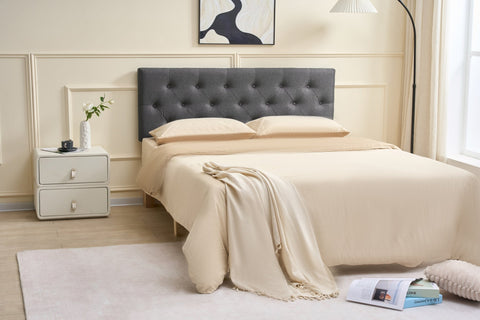 Tufted Upholstered Headboard – Full, Queen, King – Charcoal or Ivory – SQ - 24180 Series - with 24180FC – Full Charcoal | Sold by Uncle Wiener's Wholesale