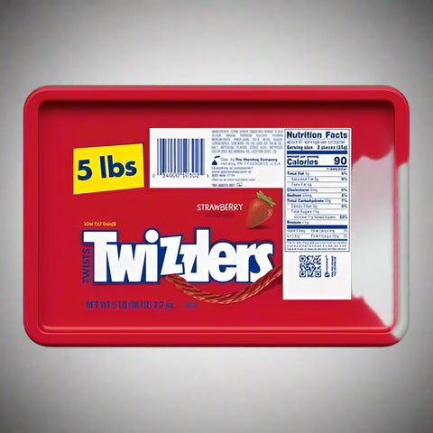 Twizzlers Twists Strawberry Flavored Licorice Style Low Fat Candy, Tub 5 lb - with Multicolor | Sold by Uncle Wiener's Wholesale
