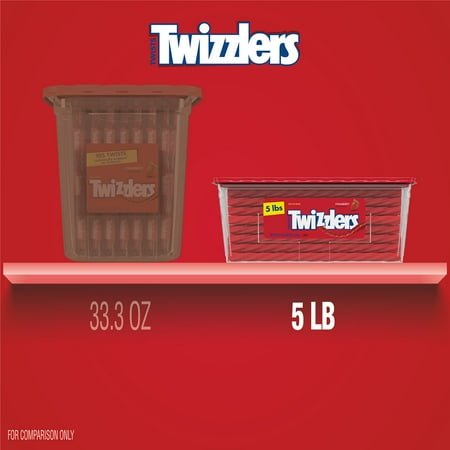 Twizzlers Twists Strawberry Flavored Licorice Style Low Fat Candy, Tub 5 lb - with Multicolor | Sold by Uncle Wiener's Wholesale