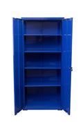 Two Door Metal Storage Cabinet – Lockable with Adjustable Shelves - with Dark Blue | Sold by Uncle Wiener's Wholesale