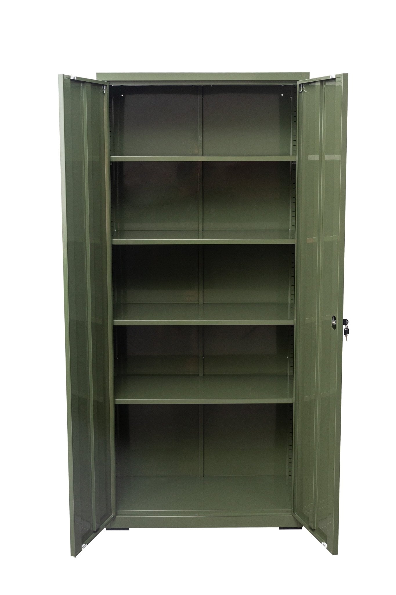 Two Door Metal Storage Cabinet – Lockable with Adjustable Shelves - with Olive Green | Sold by Uncle Wiener's Wholesale