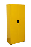 Two Door Metal Storage Cabinet – Lockable with Adjustable Shelves - with Red | Sold by Uncle Wiener's Wholesale