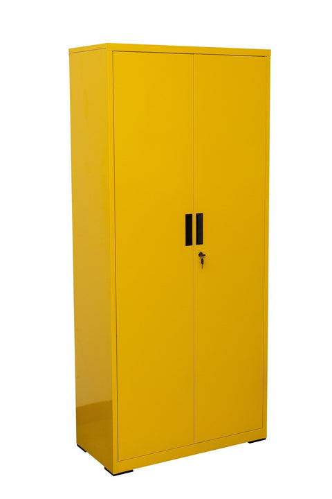 Two Door Metal Storage Cabinet – Lockable with Adjustable Shelves - with Red | Sold by Uncle Wiener's Wholesale