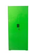 Two Door Metal Storage Cabinet – Lockable with Adjustable Shelves - with Neon Green | Sold by Uncle Wiener's Wholesale