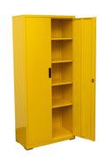 Two Door Metal Storage Cabinet – Lockable with Adjustable Shelves - with Red | Sold by Uncle Wiener's Wholesale