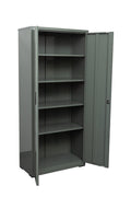 Two Door Metal Storage Cabinet – Lockable with Adjustable Shelves - with Cement Gray | Sold by Uncle Wiener's Wholesale