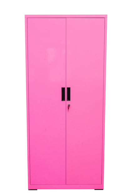 Two Door Metal Storage Cabinet – Lockable with Adjustable Shelves - with Emerald Green | Sold by Uncle Wiener's Wholesale