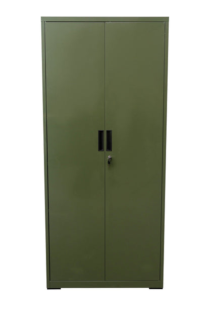 Two Door Metal Storage Cabinet – Lockable with Adjustable Shelves - with Olive Green | Sold by Uncle Wiener's Wholesale