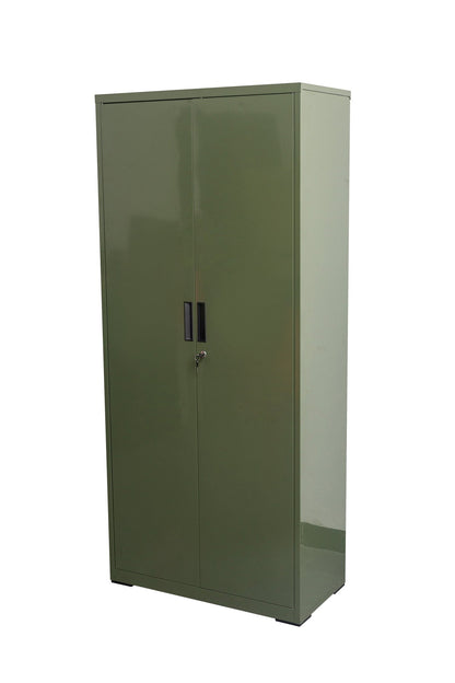 Two Door Metal Storage Cabinet – Lockable with Adjustable Shelves - with Olive Green | Sold by Uncle Wiener's Wholesale