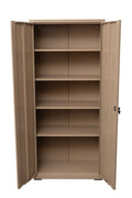 Two Door Metal Storage Cabinet – Lockable with Adjustable Shelves - with Desert Sand | Sold by Uncle Wiener's Wholesale