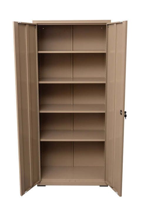 Two Door Metal Storage Cabinet – Lockable with Adjustable Shelves - with Desert Sand | Sold by Uncle Wiener's Wholesale