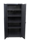 Two Door Metal Storage Cabinet – Lockable with Adjustable Shelves - with Yellow | Sold by Uncle Wiener's Wholesale