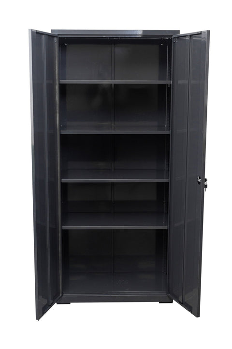 Two Door Metal Storage Cabinet – Lockable with Adjustable Shelves - with Yellow | Sold by Uncle Wiener's Wholesale