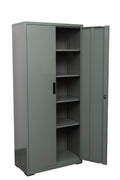Two Door Metal Storage Cabinet – Lockable with Adjustable Shelves - with Blue | Sold by Uncle Wiener's Wholesale