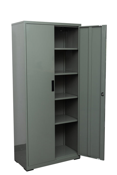 Two Door Metal Storage Cabinet – Lockable with Adjustable Shelves - with Blue | Sold by Uncle Wiener's Wholesale