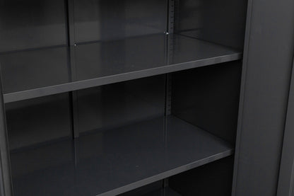 Two Door Metal Storage Cabinet – Lockable with Adjustable Shelves - with Yellow | Sold by Uncle Wiener's Wholesale