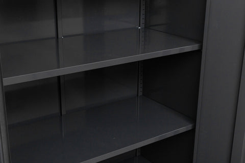 Two Door Metal Storage Cabinet – Lockable with Adjustable Shelves - with Yellow | Sold by Uncle Wiener's Wholesale