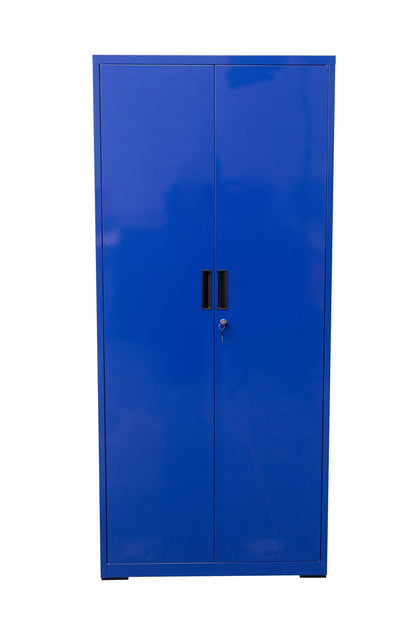 Two Door Metal Storage Cabinet – Lockable with Adjustable Shelves - with Cement Gray | Sold by Uncle Wiener's Wholesale