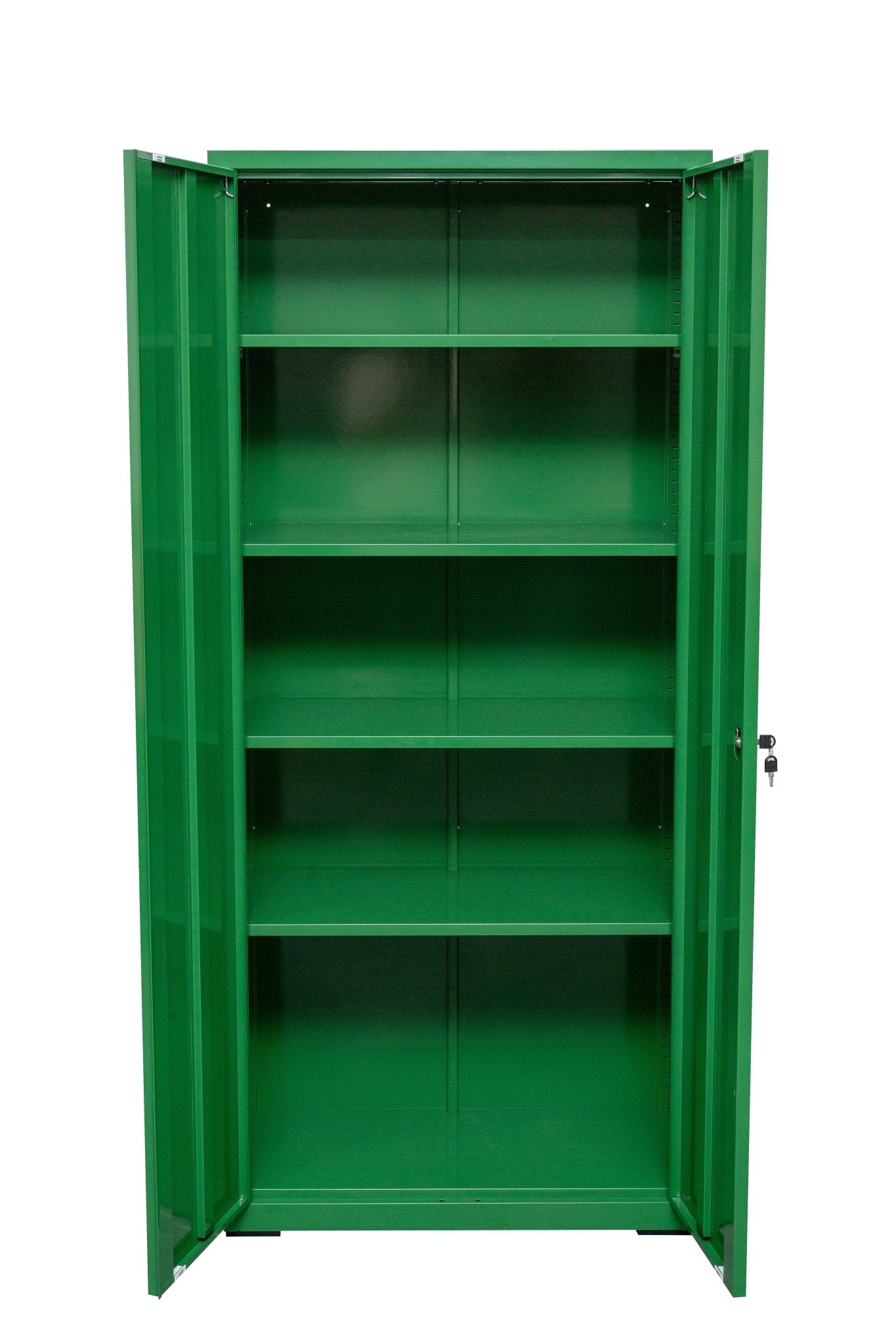 Two Door Metal Storage Cabinet – Lockable with Adjustable Shelves - with Emerald Green | Sold by Uncle Wiener's Wholesale