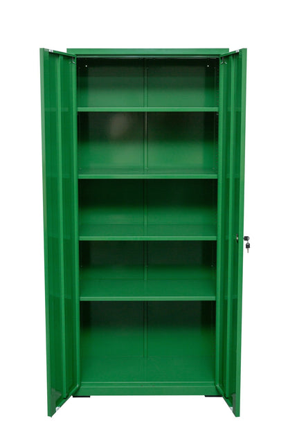 Two Door Metal Storage Cabinet – Lockable with Adjustable Shelves - with Emerald Green | Sold by Uncle Wiener's Wholesale