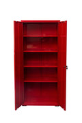 Two Door Metal Storage Cabinet – Lockable with Adjustable Shelves - with Red | Sold by Uncle Wiener's Wholesale
