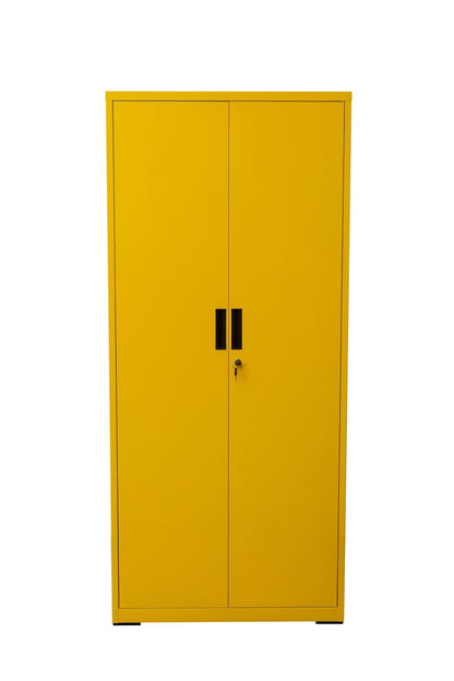 Two Door Metal Storage Cabinet – Lockable with Adjustable Shelves - with Red | Sold by Uncle Wiener's Wholesale