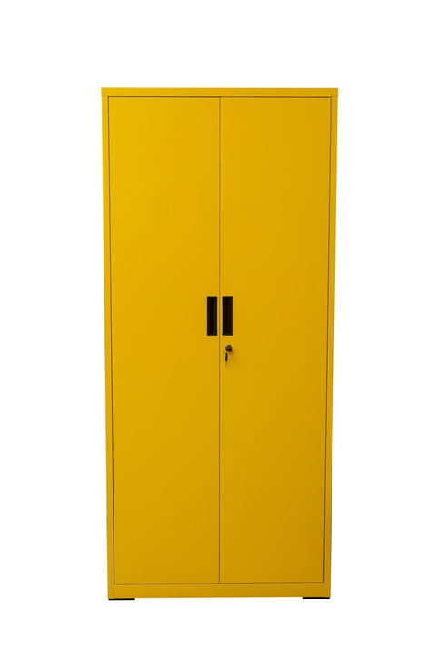 Two Door Metal Storage Cabinet – Lockable with Adjustable Shelves - with Red | Sold by Uncle Wiener's Wholesale