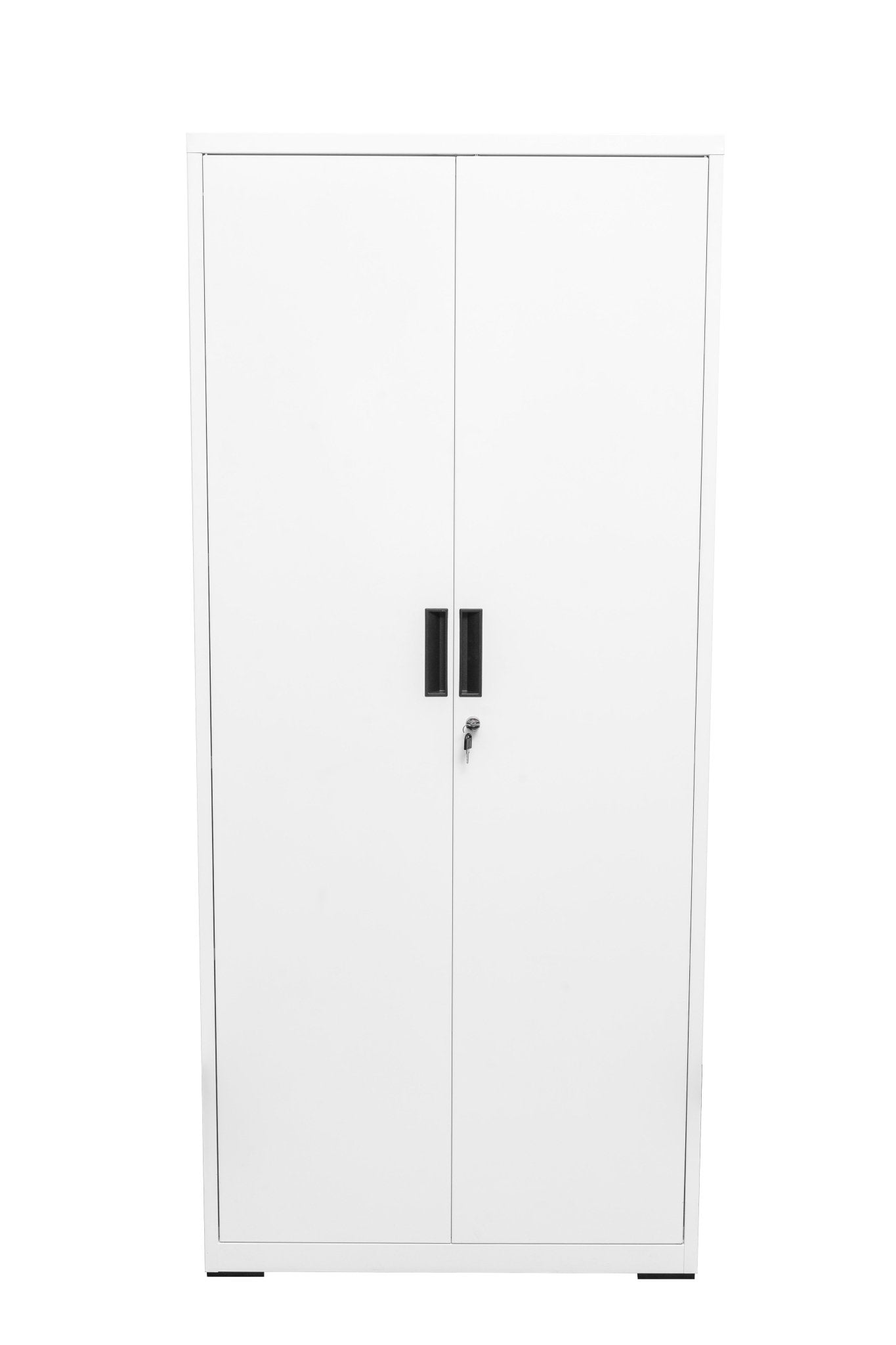 Two Door Metal Storage Cabinet – Lockable with Adjustable Shelves - with Orange | Sold by Uncle Wiener's Wholesale