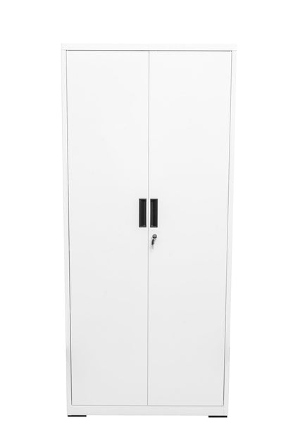 Two Door Metal Storage Cabinet – Lockable with Adjustable Shelves - with Orange | Sold by Uncle Wiener's Wholesale