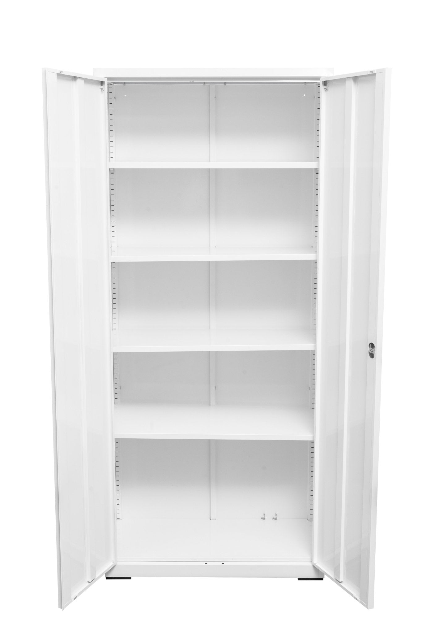 Two Door Metal Storage Cabinet – Lockable with Adjustable Shelves - with White | Sold by Uncle Wiener's Wholesale