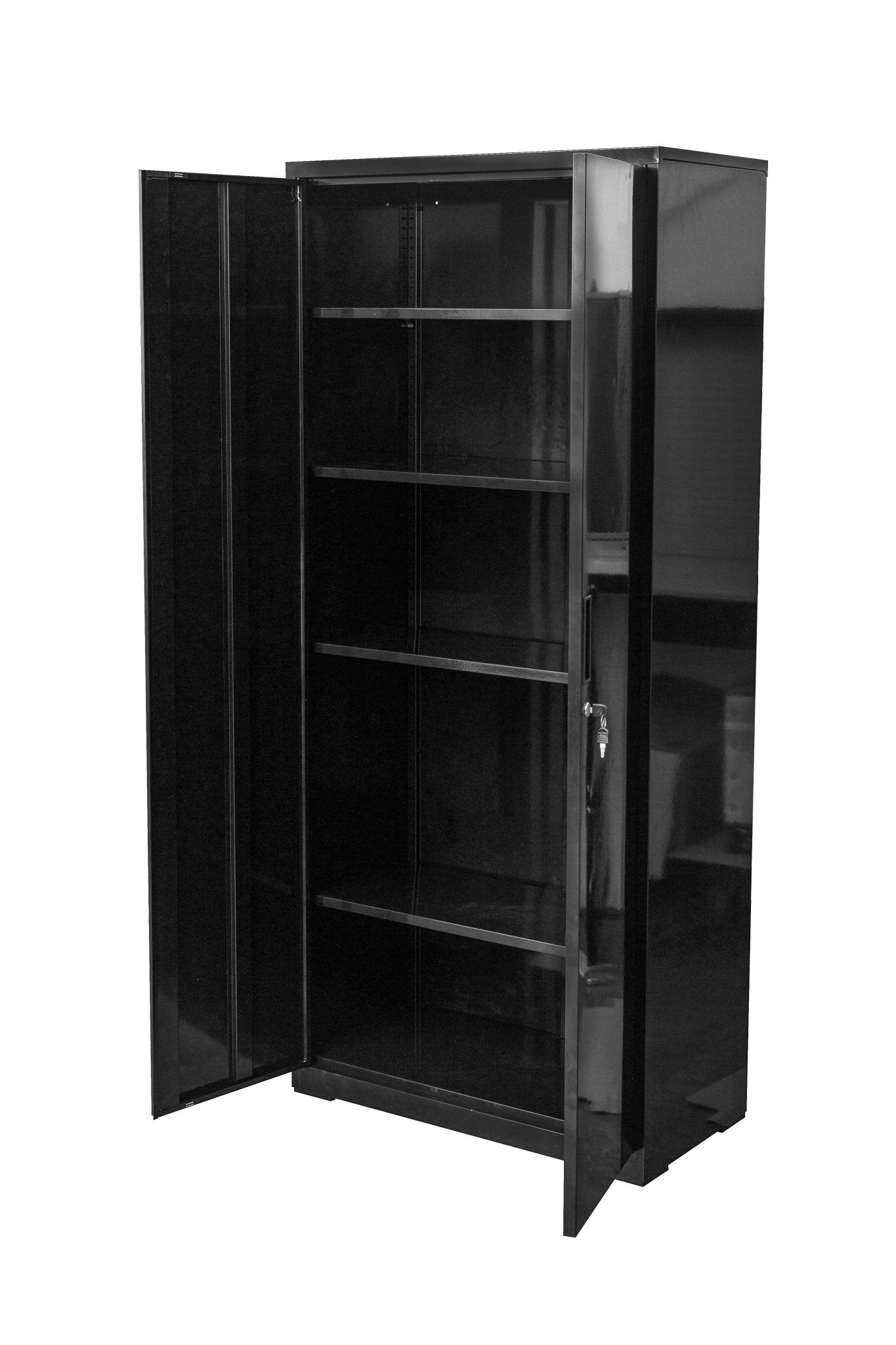 Two Door Metal Storage Cabinet – Lockable with Adjustable Shelves - with Neon Green | Sold by Uncle Wiener's Wholesale