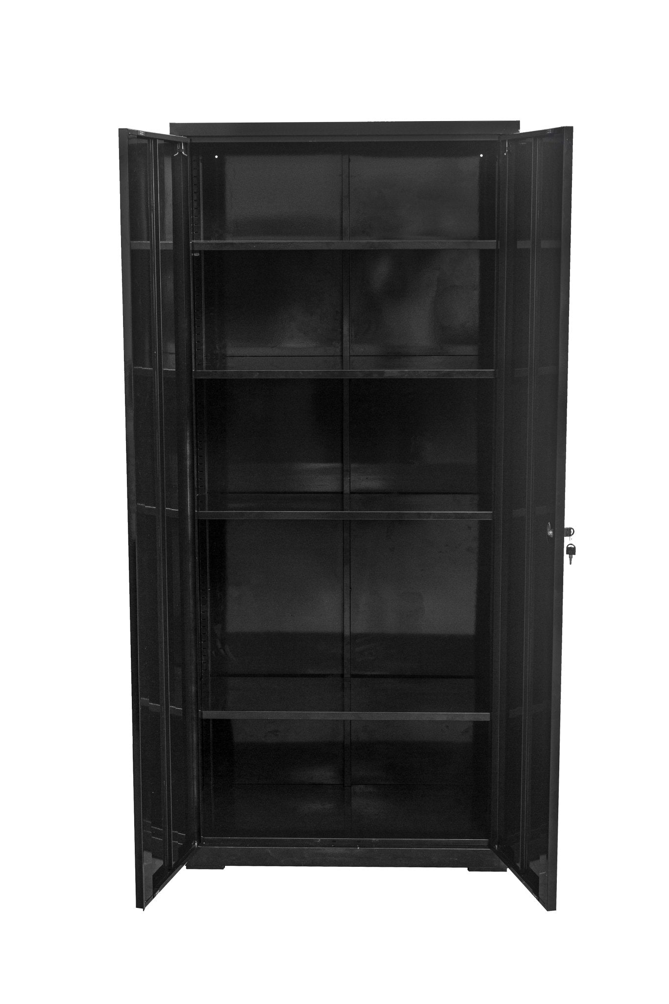 Two Door Metal Storage Cabinet – Lockable with Adjustable Shelves - with Black | Sold by Uncle Wiener's Wholesale