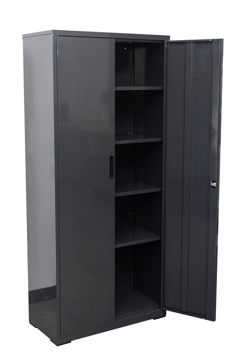 Two Door Metal Storage Cabinet – Lockable with Adjustable Shelves - with Yellow | Sold by Uncle Wiener's Wholesale