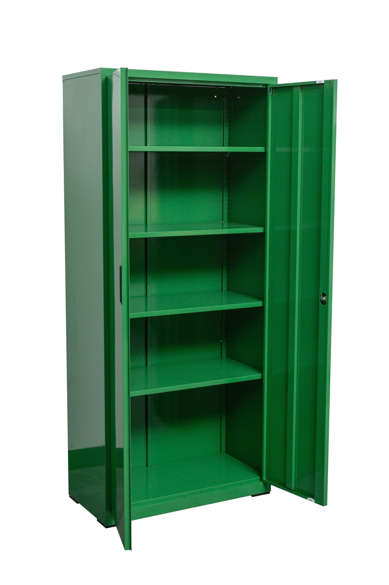 Two Door Metal Storage Cabinet – Lockable with Adjustable Shelves - with Emerald Green | Sold by Uncle Wiener's Wholesale