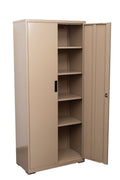 Two Door Metal Storage Cabinet – Lockable with Adjustable Shelves - with Yellow | Sold by Uncle Wiener's Wholesale