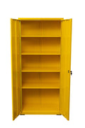 Two Door Metal Storage Cabinet – Lockable with Adjustable Shelves - with Yellow | Sold by Uncle Wiener's Wholesale