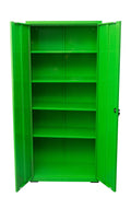 Two Door Metal Storage Cabinet – Lockable with Adjustable Shelves - with Neon Green | Sold by Uncle Wiener's Wholesale