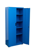 Two Door Metal Storage Cabinet – Lockable with Adjustable Shelves - with Blue | Sold by Uncle Wiener's Wholesale