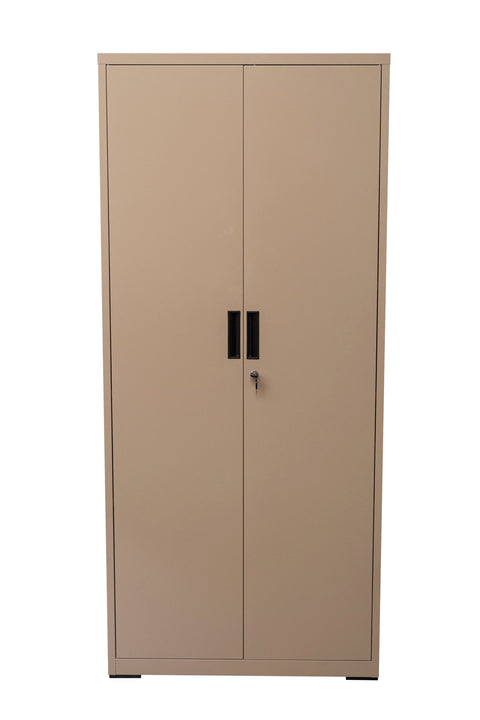Two Door Metal Storage Cabinet – Lockable with Adjustable Shelves - with Yellow | Sold by Uncle Wiener's Wholesale