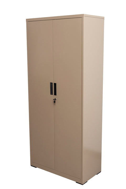 Two Door Metal Storage Cabinet – Lockable with Adjustable Shelves - with Yellow | Sold by Uncle Wiener's Wholesale