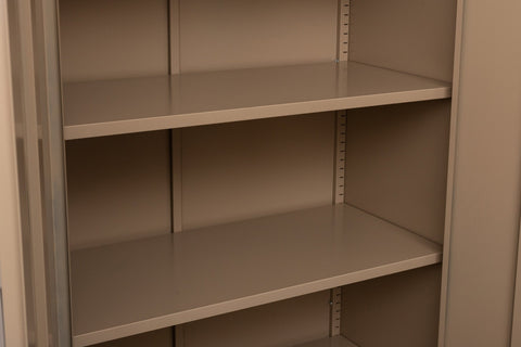 Two Door Metal Storage Cabinet – Lockable with Adjustable Shelves - with Desert Sand | Sold by Uncle Wiener's Wholesale