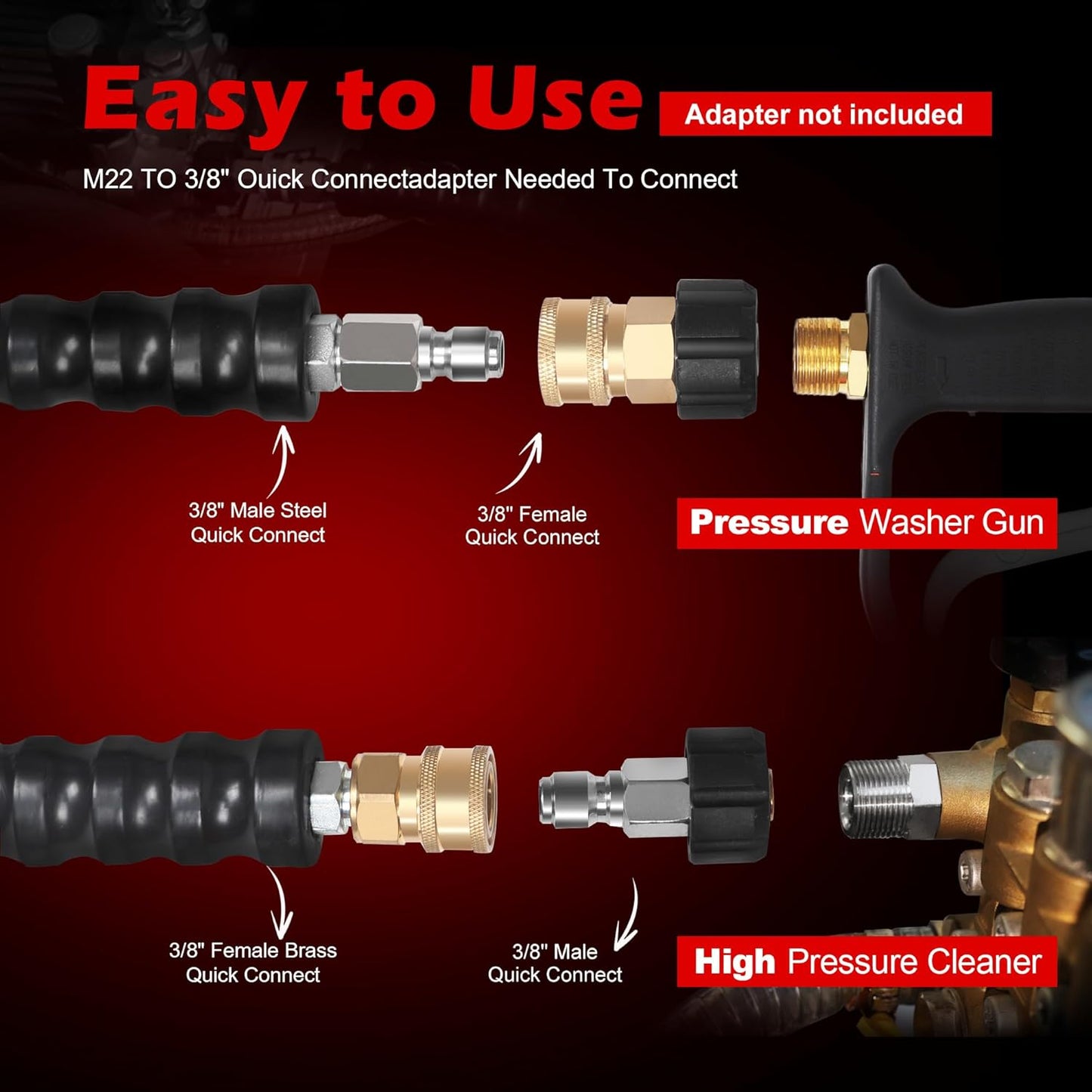Ufixed 50FT Pressure Washer Hose 3/8 Inch 4000 PSI Flexible Rubber Replacement Hose with Quick Connect - Garden & Landscaping with | Sold by Uncle Wiener's Wholesale