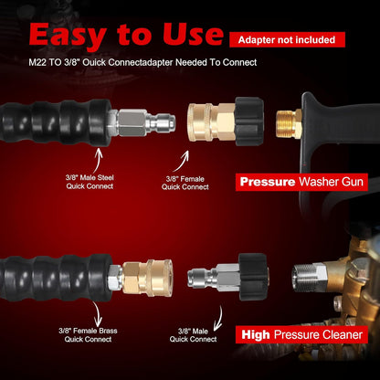 Ufixed 50FT Pressure Washer Hose 3/8 Inch 4000 PSI Flexible Rubber Replacement Hose with Quick Connect - Garden & Landscaping with | Sold by Uncle Wiener's Wholesale