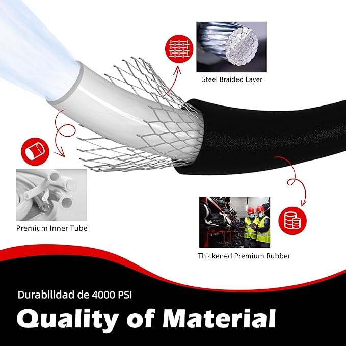 Ufixed 50FT Pressure Washer Hose 3/8 Inch 4000 PSI Flexible Rubber Replacement Hose with Quick Connect - Garden & Landscaping with | Sold by Uncle Wiener's Wholesale