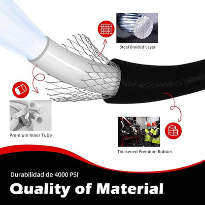 Ufixed 50FT Pressure Washer Hose 3/8 Inch 4000 PSI Flexible Rubber Replacement Hose with Quick Connect - Garden & Landscaping with | Sold by Uncle Wiener's Wholesale