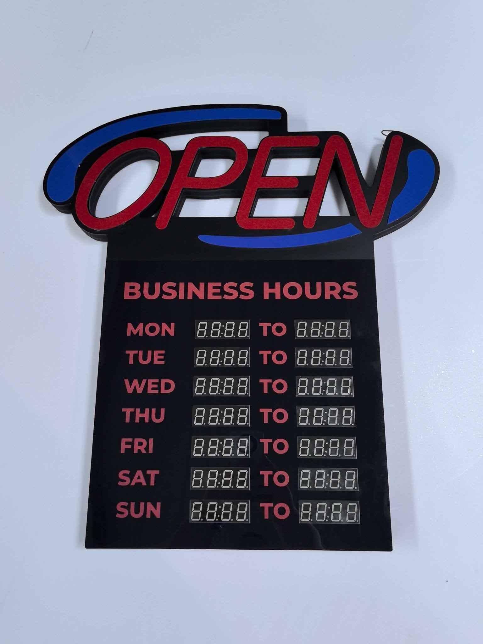 Ultra Bright LED Open Sign with Hours 22" × 23.6" Display for Storefronts 1211429 - with | Sold by Uncle Wiener's Wholesale