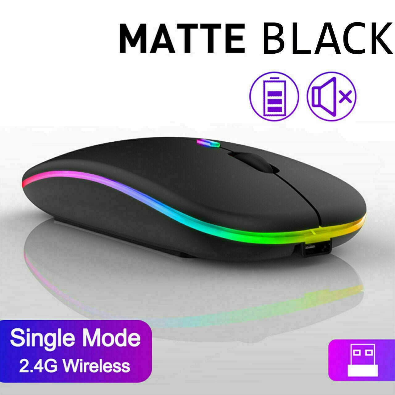 Ultra-Thin Dual Mode Bluetooth 5.1 & 2.4G Rechargeable Backlit Wireless Mouse LGMS007 - with | Sold by Uncle Wiener's Wholesale